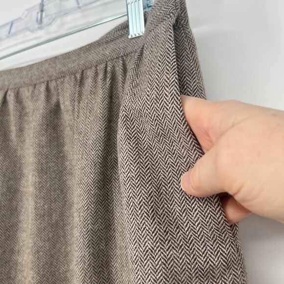 Vtg Country Suburbans Wool Tweed Midi Skirt Sz16 A-Line Brown Herringbone Pocket - Picture 4 of 11